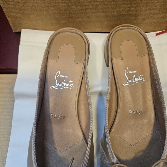 NIB NEW Christian Louboutin Women Black Leather Sweetie Jane Flats Mules - Picture 6 of 9